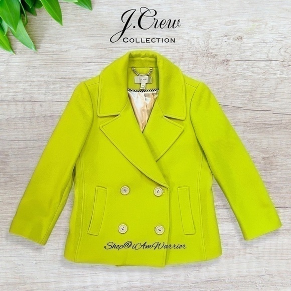 J.Crew Collection NWOT neon wool blend double breasted peacoat *shop@iamwarrior - Picture 6 of 15